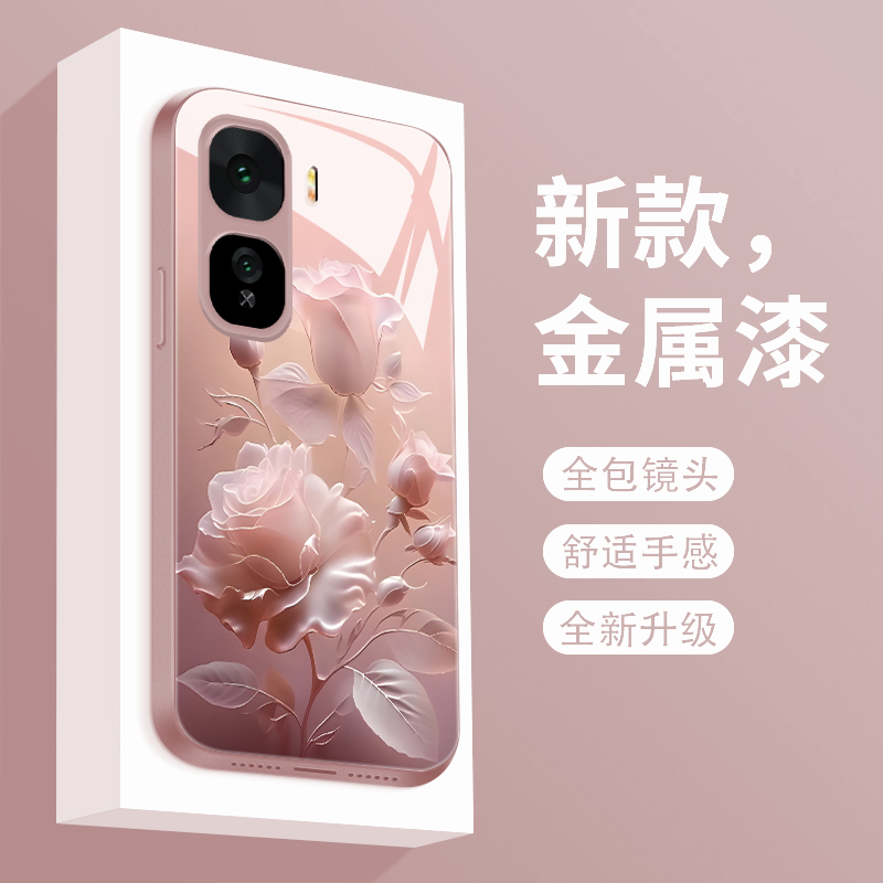 适用iqooneo10pro+手机壳雾色玫瑰爱酷NEO10PRO十新款液态玻璃保护套10proplus全包防摔v1v0潮牌简约创意女款