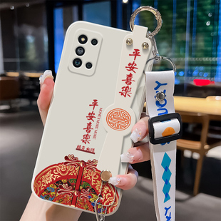 适用于三星f52手机壳新款腕带挂绳Galaxya52直边液态女款好运常伴A53个性创意情侣款Samsung高级防摔手机套