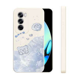 适用opporeno12手机壳新款Reno12Pro硅胶保护套超薄可爱云中小兔0pp012por个性创意女款PJV110镜头全包防摔