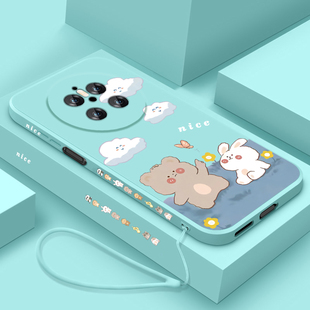 小熊小兔适用华为mate70手机壳新款液态硅胶Mate70Pro+卡通保护套可爱男女潮mete70全包防摔魅特七十潮牌创意