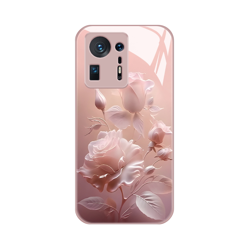 雾色玫瑰小米mix4手机壳新款mimix4玻璃xiaomi网红全包防摔奢华硅胶m14手机套潮牌卡通创意简约个性外壳