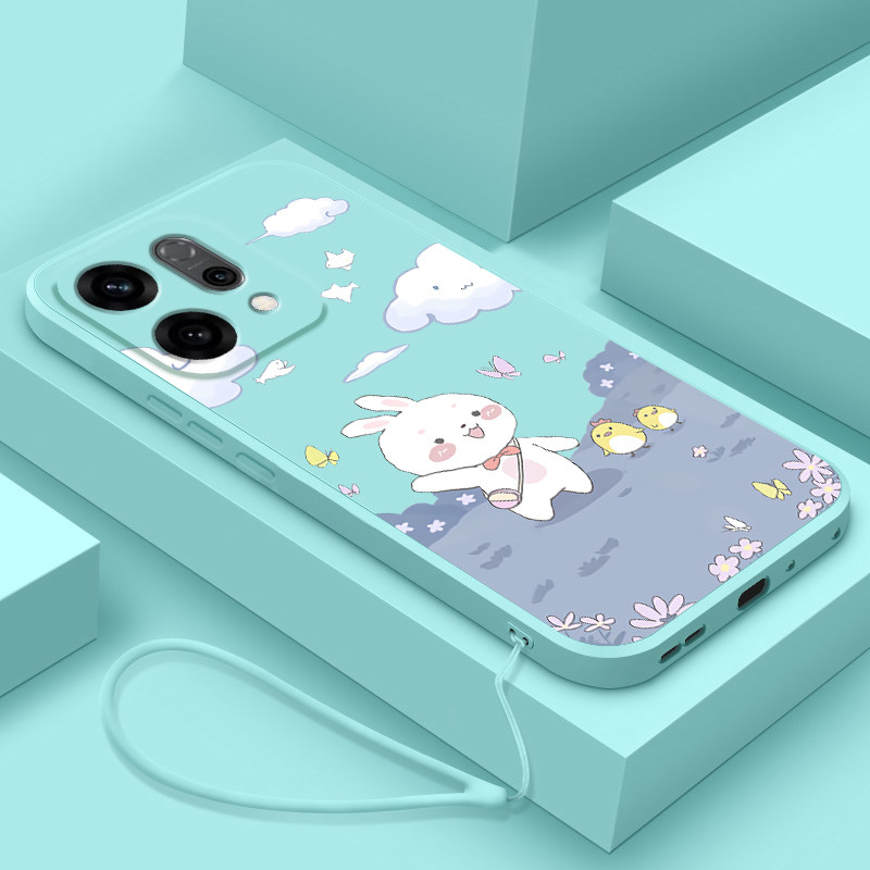 适用opporeno14手机壳新款液态硅胶reno14pro保护套卡通创意兔子云Reno14潮牌简约男女款14por镜头全包防摔