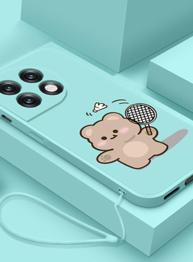 适用一加ace2手机壳打球熊oneplusace2pro液态硅胶保护套1+ACE2Por镜头全包防摔1加ace2v个性简约男女款