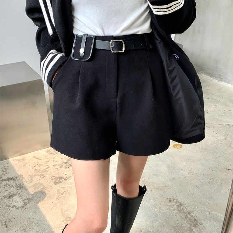 张大人秋冬微胖遮肚子显瘦毛呢短裤女黑色A字裤大码女装穿搭攻略