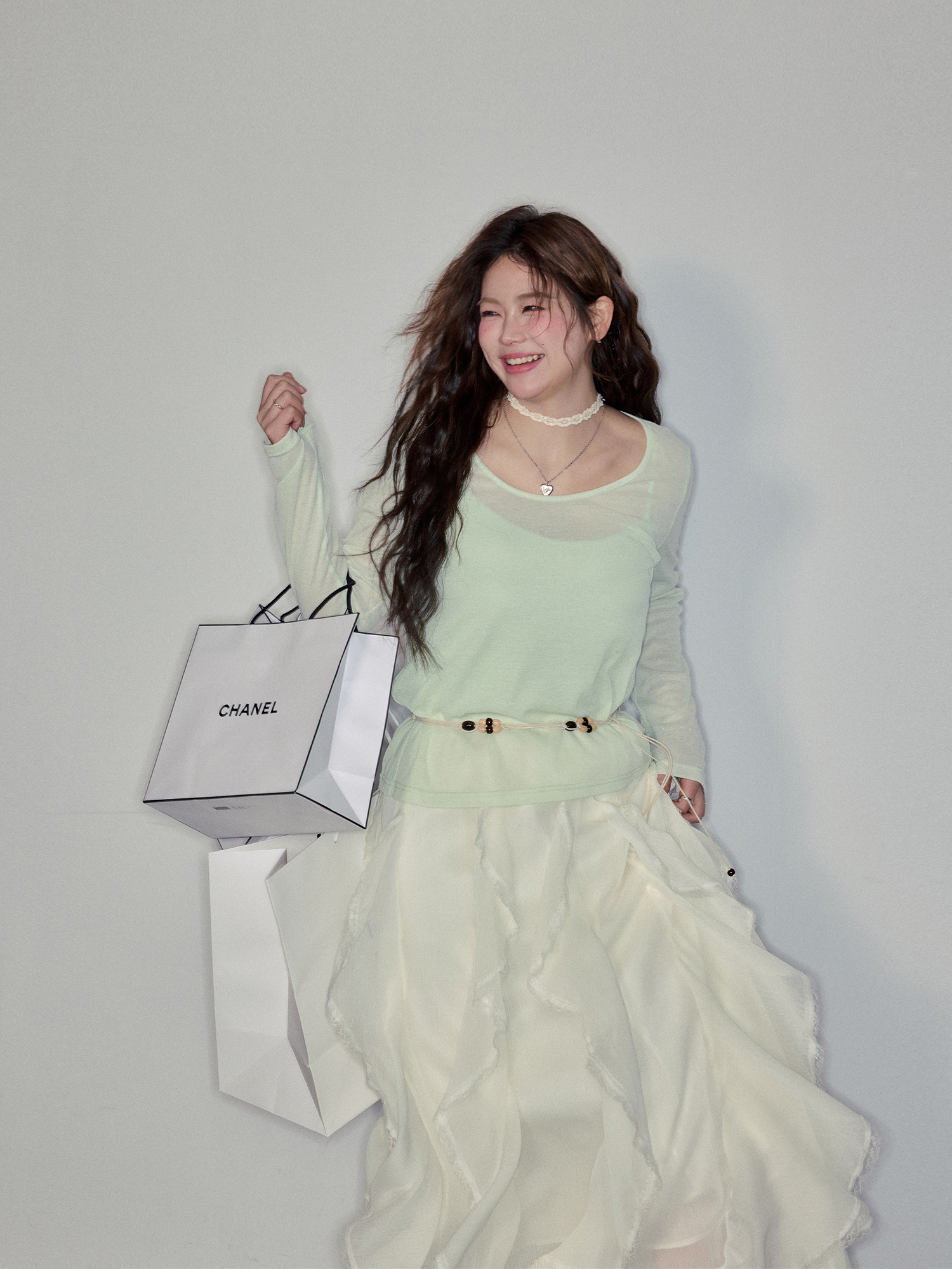 Summer Plus size Women's Clothing Plus Size Ladies Slim Looking Suit Korean Style Elegant Blouse Tops Heavy Industry Skirt