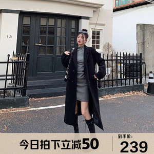 张大人大码女装御姐气场灯芯绒大衣胖妹妹mm显瘦正肩西装外套长款