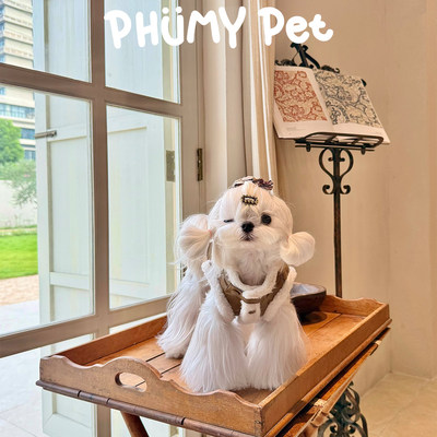 PHUMY PET【摩卡奶盖】加绒皮马甲保暖抗风宠物衣服