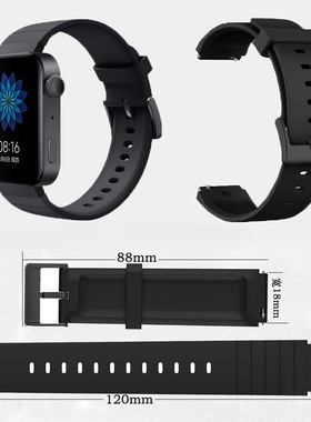 适用小米FOR WATCH智能手表表带替换腕带标准版尊享版配件运动硅胶表带智能手表专用表链44mm双色男女个性潮