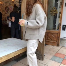 千鸟格呢子大衣 宽松学生休闲小西装 毛呢外套女短款 小个子2019新款