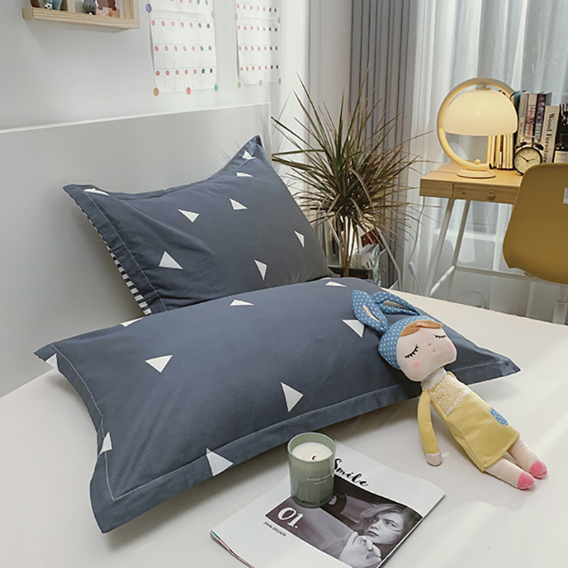 全棉格子一对装单人学生枕头罩