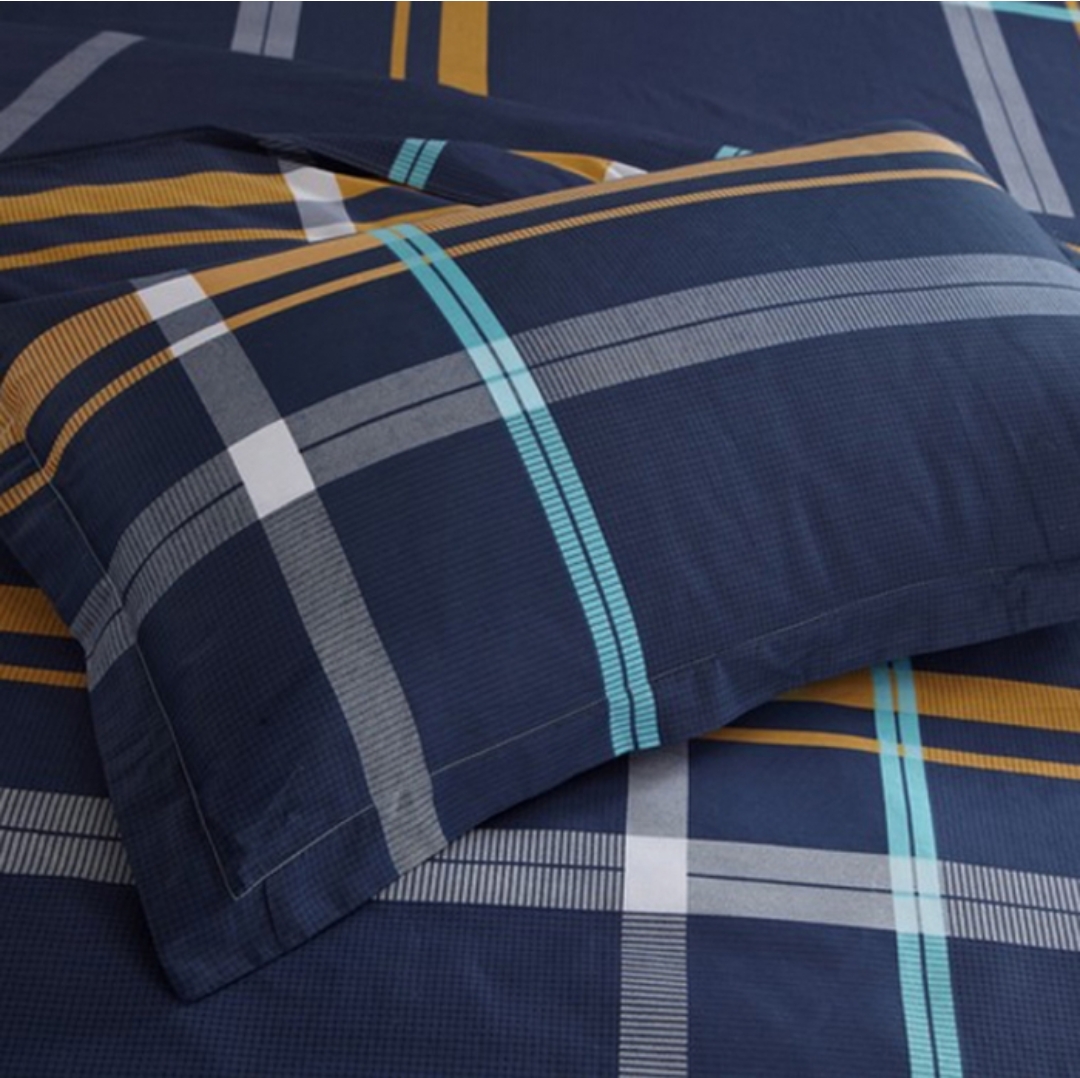 真爱永恒枕套一对化纤涤纶简约格子单人学生宿舍枕皮一对48x74cm