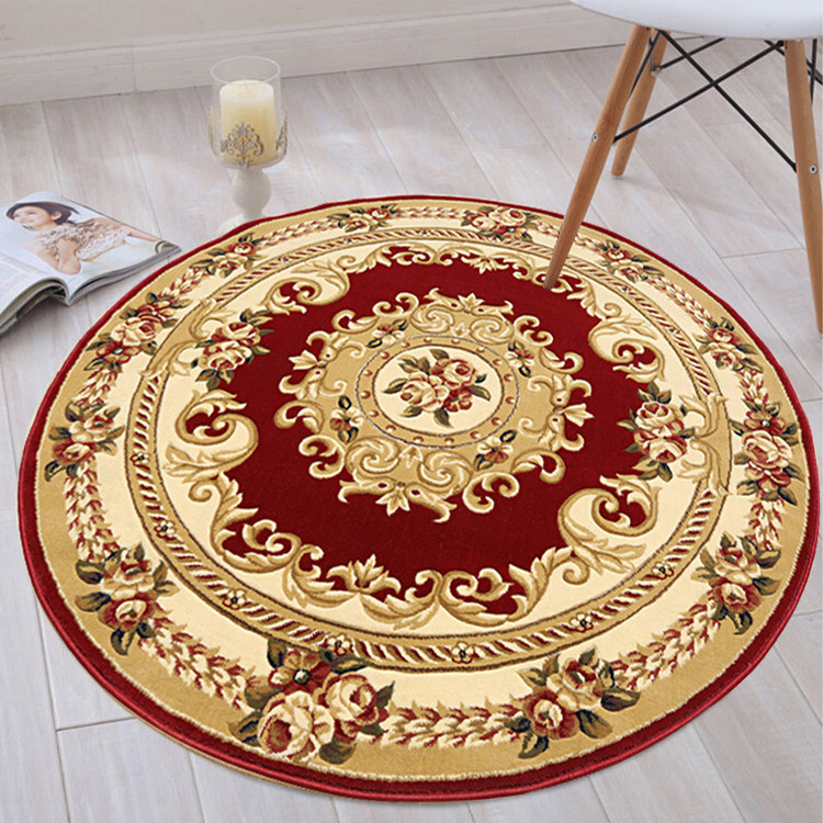 加厚手工雕花立体圆形地毯现货 红色中式欧美高档别墅3米圆形地毯