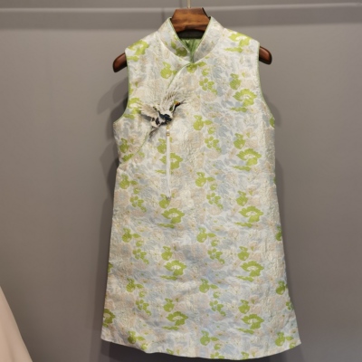 秋冬新品夏姿风新中式改良A字大码唐装棉旗袍中长款棉马甲背心