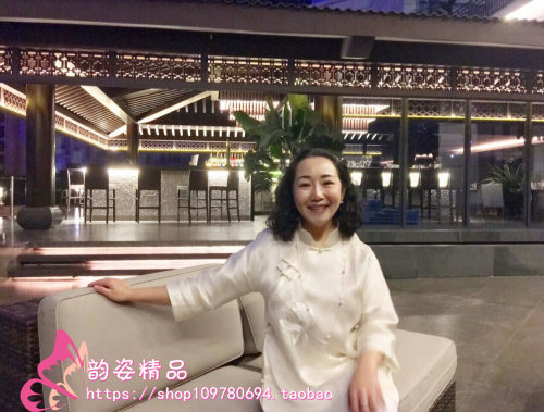 2018夏季新款夏姿陈风格旗袍女偏襟盘扣立领真丝欧根刺绣上衣