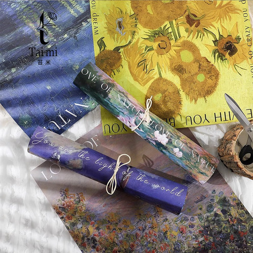 母亲节油画系列鲜花包装纸