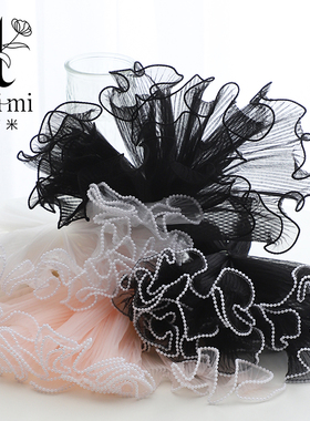 浪花纱波浪荷叶边网纱韩式鲜花包装网纱玫瑰鲜花包花纱包装材料