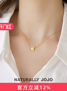 S925纯银柠檬硬糖锆石项链女生轻奢小众设计高级感颈链气质锁骨链