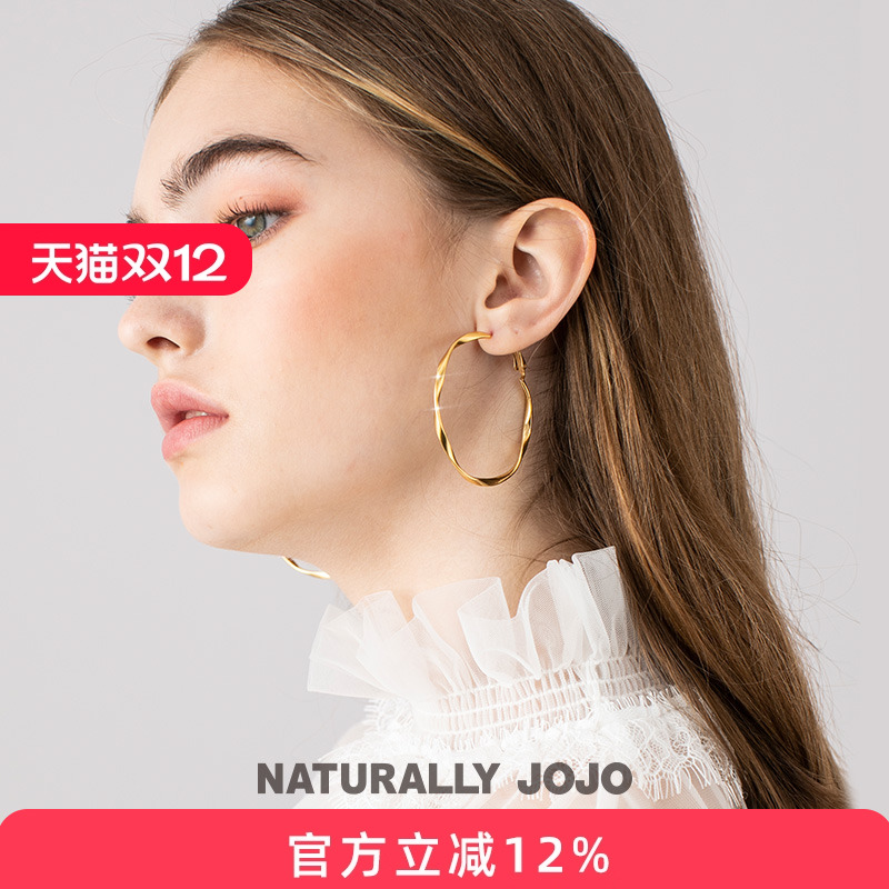 彩金大耳环女2025新款爆款耳圈女气质韩国圆圈网红欧美圆环耳饰品