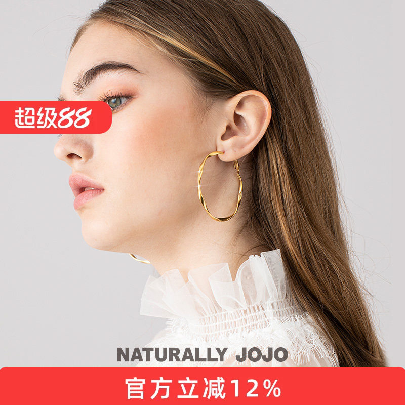 彩金大耳环女2026新款爆款耳圈女气质韩国圆圈网红欧美圆环耳饰品