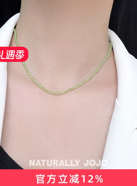 纯银绿色橄榄石项链女高级感轻奢小众设计颈链锁骨链2025新款爆款