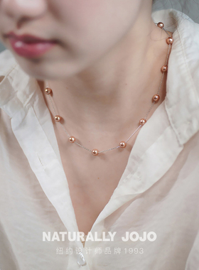 925银满天星人造珍珠项链女