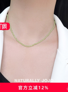 纯银绿色橄榄石项链女高级感轻奢小众设计颈链锁骨链2026新款爆款