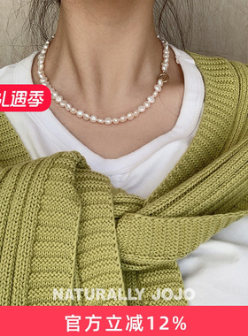 异形巴洛克两面光淡水珍珠项链女生轻奢小众设计高级感ot扣锁骨链