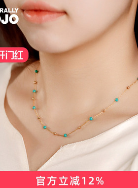 s925银小众设计优化蓝松石金珠满天星项链女清新多巴胺迷你锁骨链