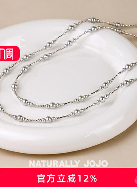 灰色仿珍珠满天星真多麻项链女