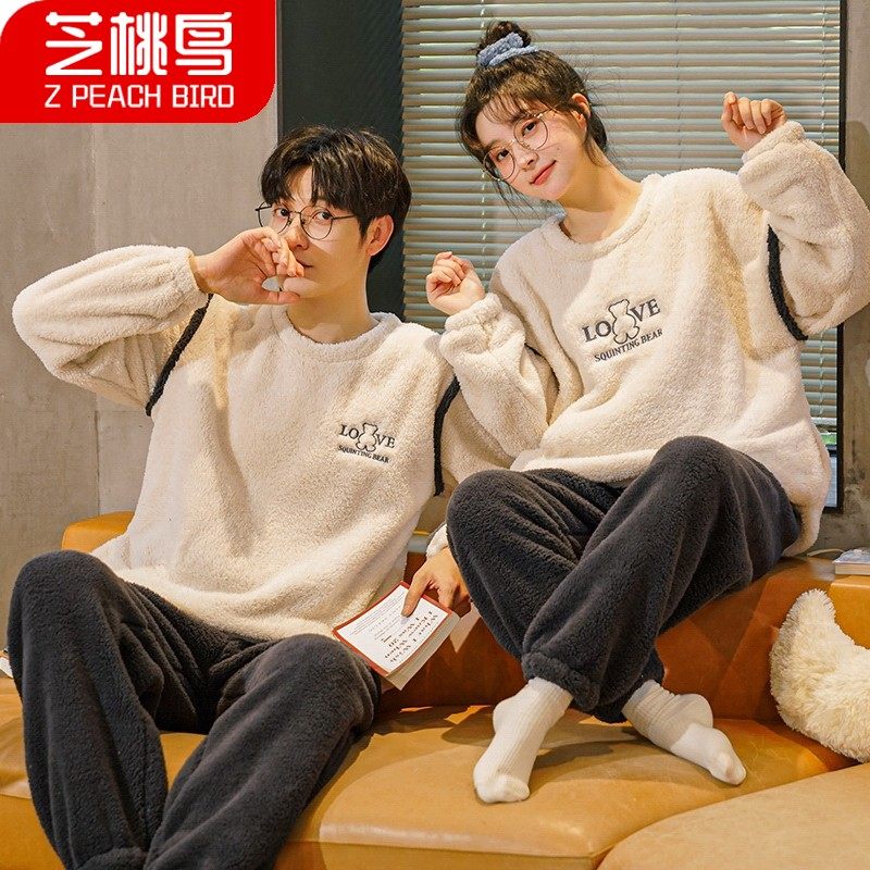 芝桃鸟珊瑚绒情侣睡衣女秋冬季法兰绒男士秋季加厚加绒家居服套装,女士内衣/男士内衣/家居服,睡衣/家居服套装,淘宝优惠券,粉丝福利购,淘宝优惠卷