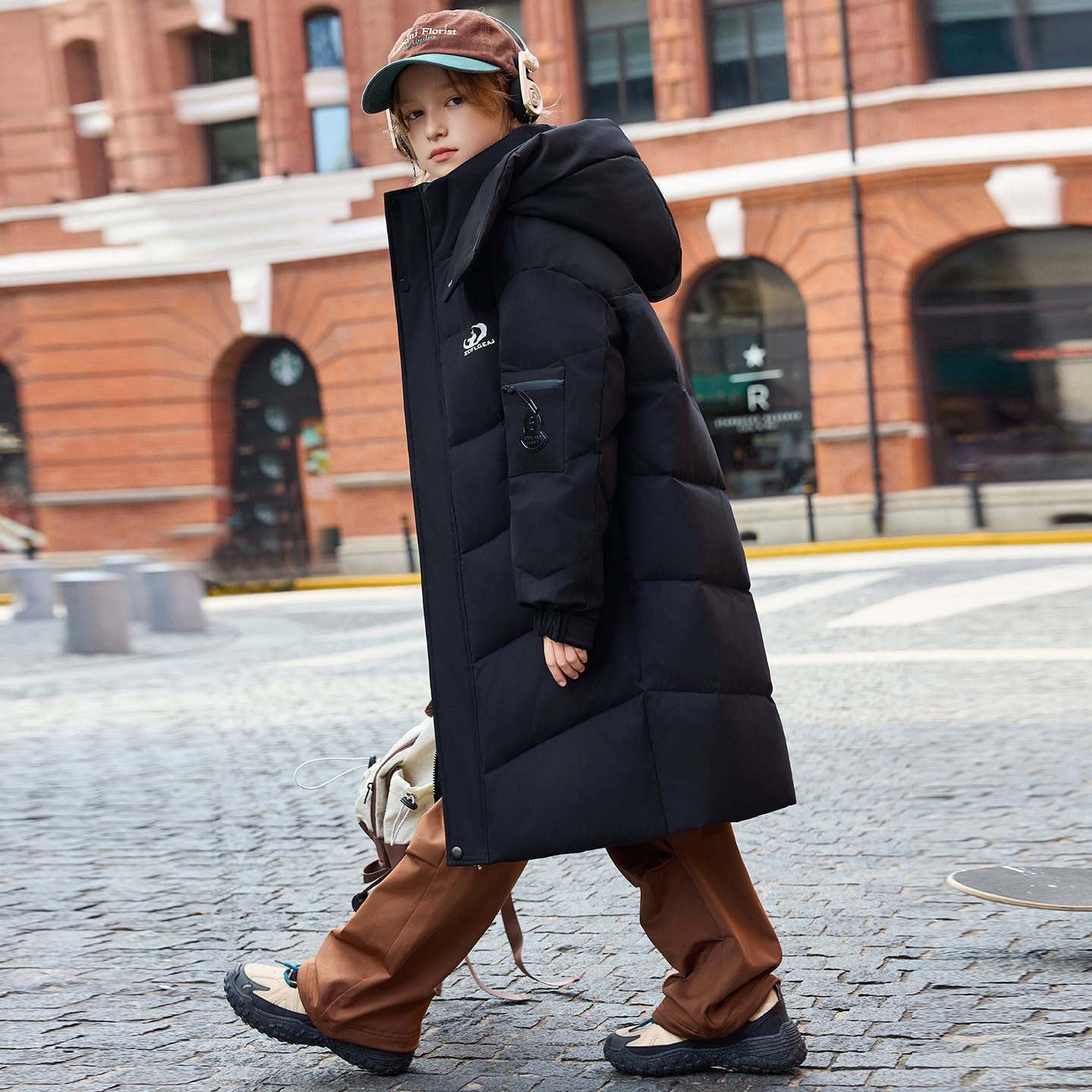 巴拉品男童羽绒服加厚冬季洋气中大童长款过膝高冲绒儿童保暖外套