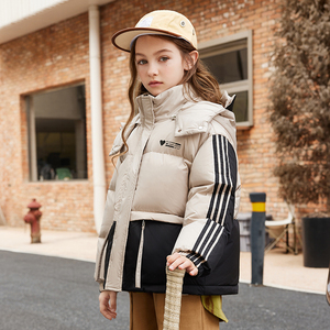 巴拉品牌女童羽绒服2023新款洋气女孩中大童短款加厚儿童外套冬装