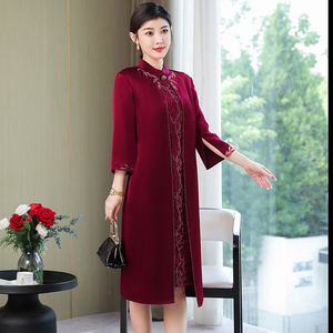 RM23112#婚礼妈妈婚宴礼服喜婆婆装敬酒连衣裙修身夏