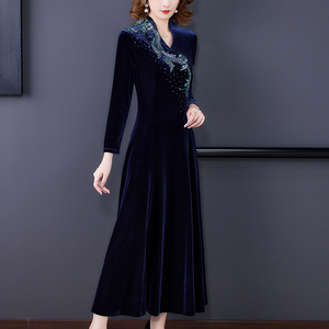 RM8785#妈妈礼服父母亲喜婆婆婚宴装旗袍高贵年轻洋气连衣裙秋