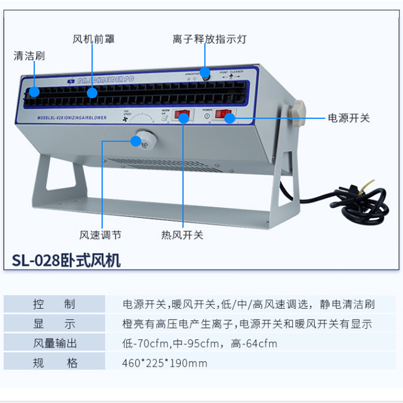 SL-028卧式离子风机重工型除静电离子风扇静电消除器包邮