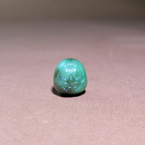 天然和田玉碧玉达摩蛋精雕吊坠文玩配饰13.2×13.3×14mm