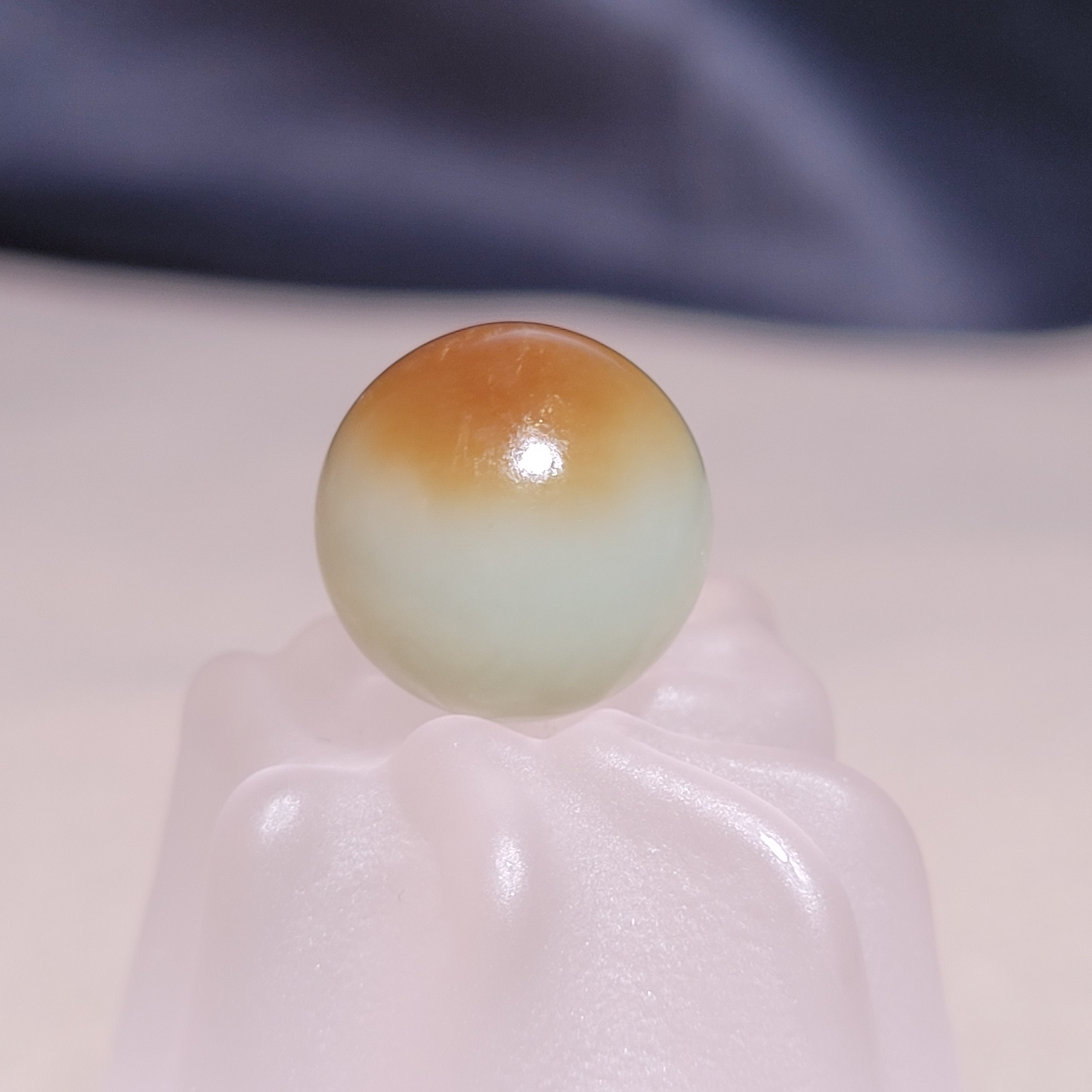 天然和田玉且末糖白玉圆珠卡14mm单珠散珠文玩配珠多宝锁骨DIY