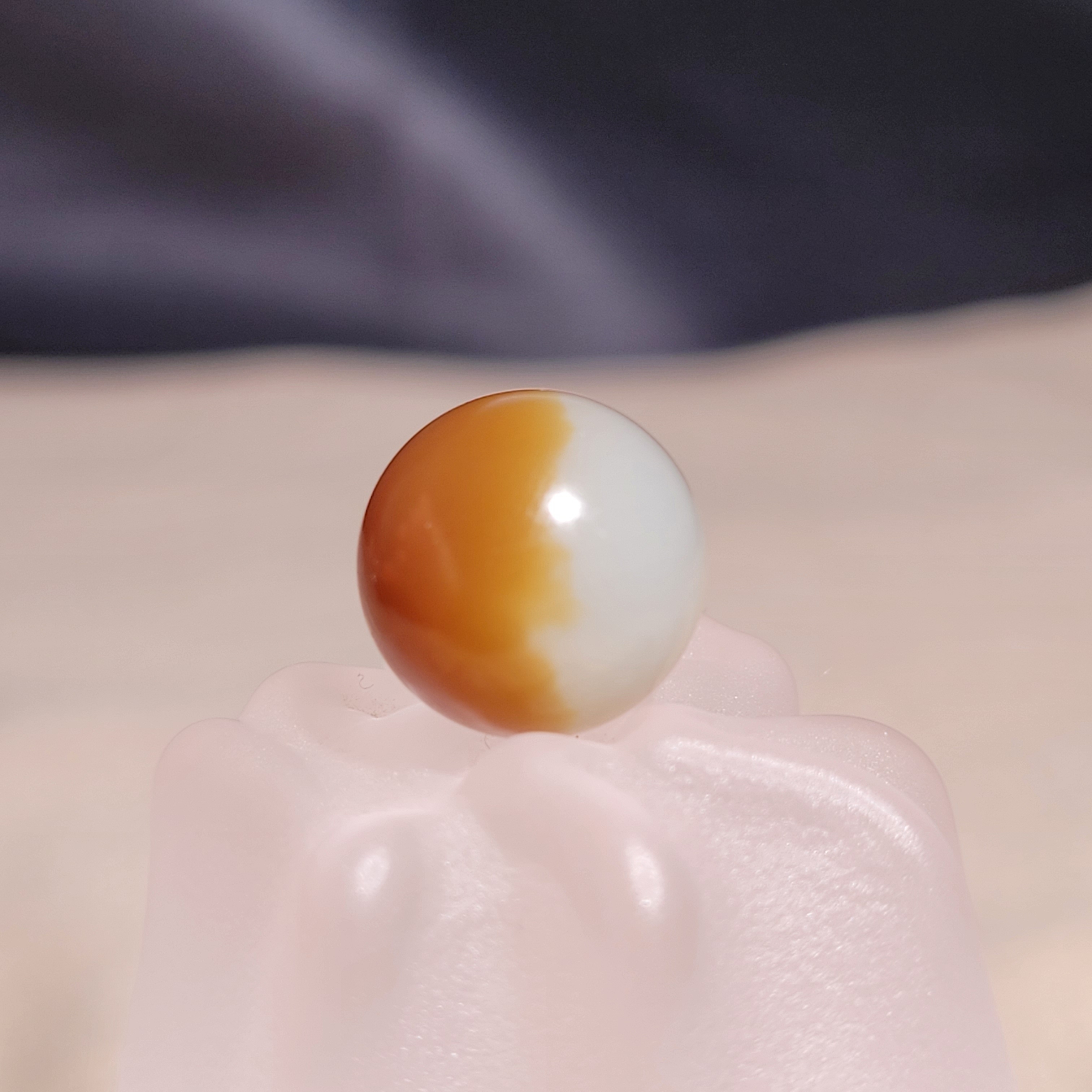 天然和田玉新疆且末糖料卡12mm圆珠单珠散珠文玩配珠配饰顶珠隔珠