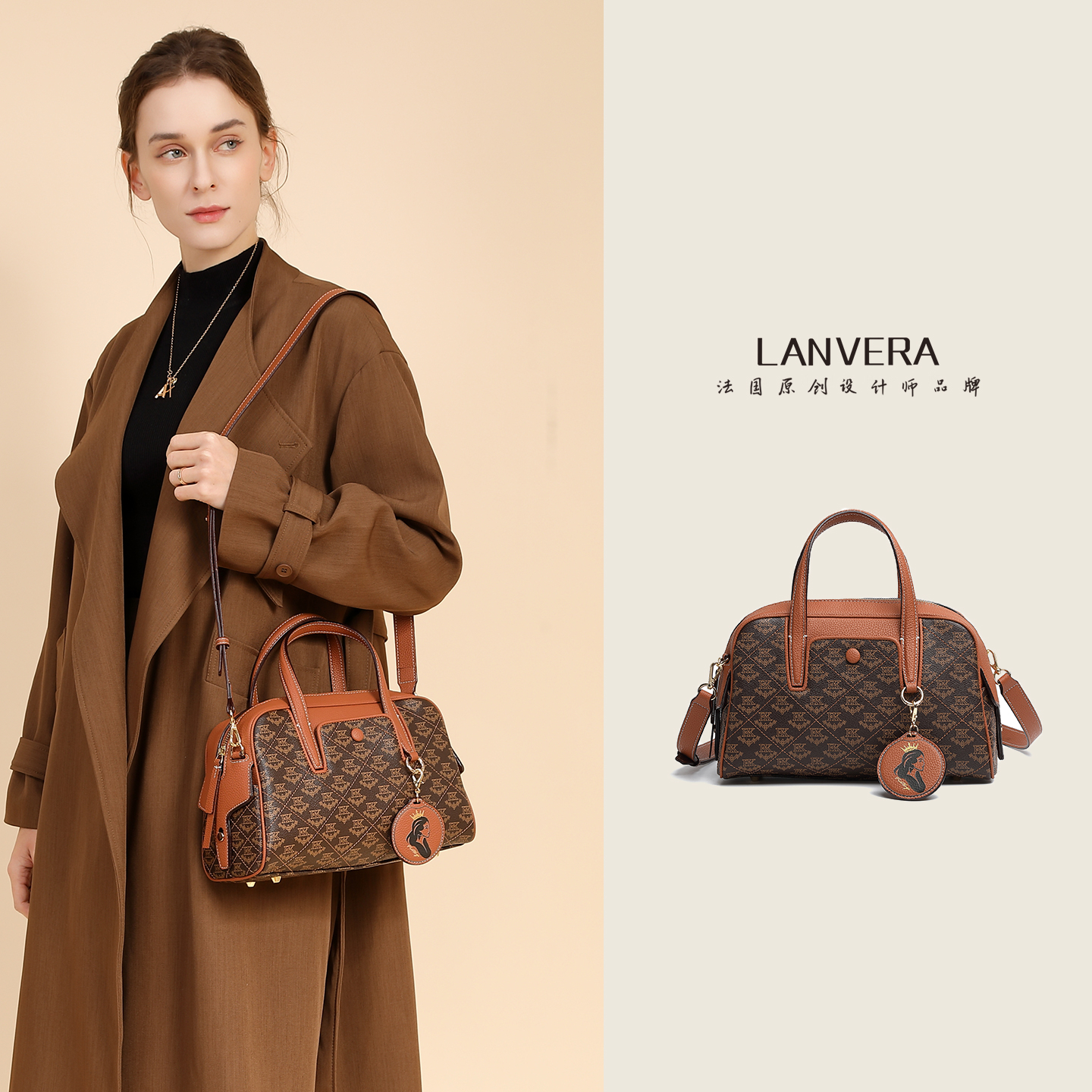 LANVERA轻奢波士顿包大容量女包