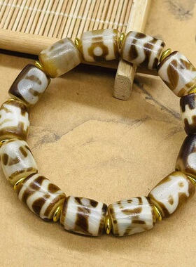 西藏旅游特色民族风天然玛瑙虎牙财神天珠手链手串手工编古风礼品