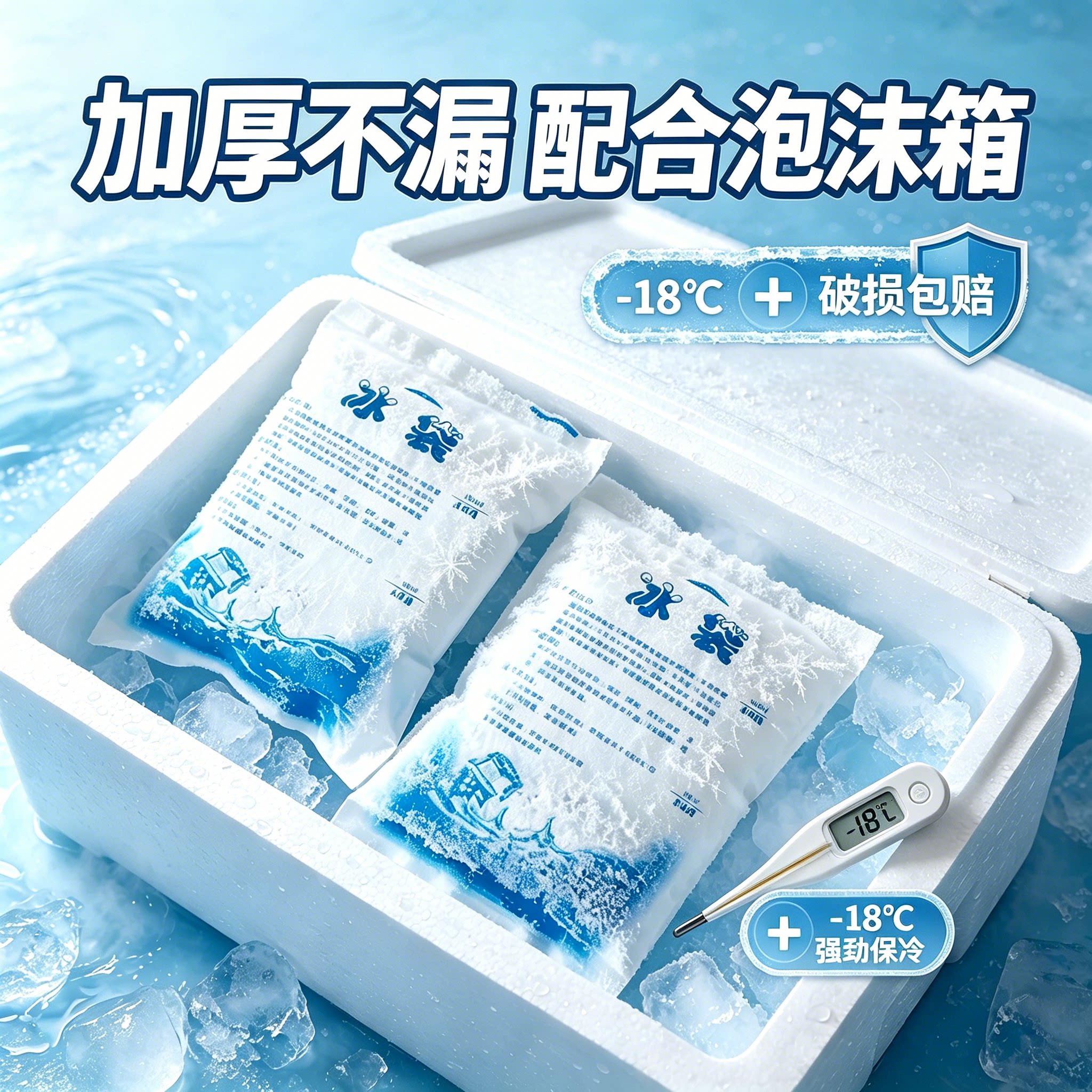 冰袋快递专用冷冻泡沫箱保冷注水重复使用生鲜发货加厚不漏
