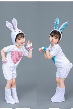 新款儿童小兔子表演服小白兔舞蹈服幼儿卡通服亲子演出服舞台服装