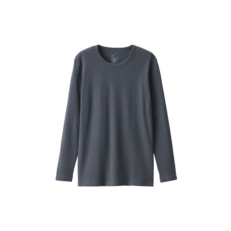 MUJI 여성용 두꺼운 면 긴팔 티셔츠 바닥 셔츠 홈웨어 순면