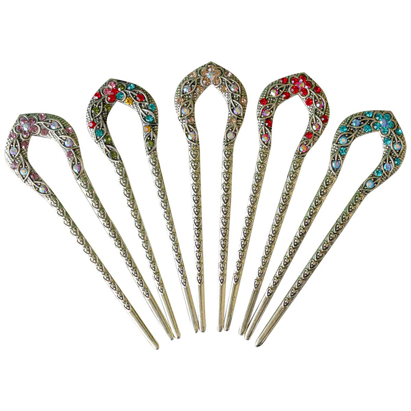 国韵工艺 景泰蓝簪子盘发镶钻发簪古风汉服发钗头饰中国风饰品