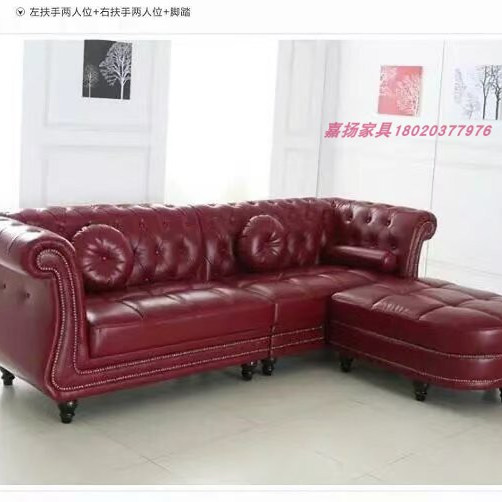 欧式头层牛皮卡座油蜡皮别墅棕色两人位直排纳雷真皮沙发双三雪茄