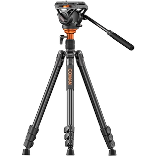 【双云台】科漫FF06S相机三脚架微单支架便携单反摄像拍照相机架三角架支架液压阻尼索尼佳能富士可变独脚架