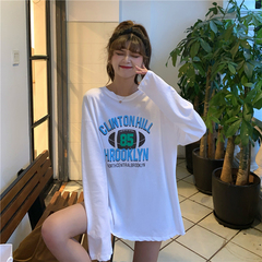 Korean long sleeve letter printed T-shirt sun protection loose comfortable air conditioning shirt