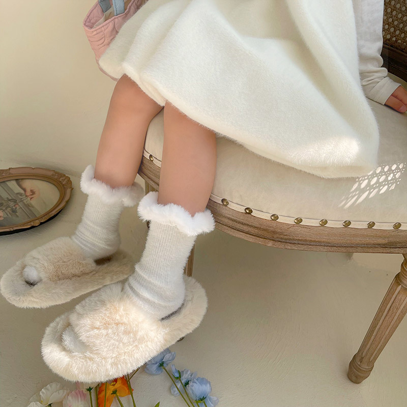 欠酱baby日系新品多色毛毛獭兔毛儿童学生女童可爱堆堆袜