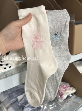 春夏薄款中筒网眼蝴蝶结无骨袜子