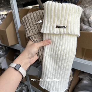 潮的飞起 针织翻边堆堆袜套金属标日系JK潮腿套搭配鲨鱼裤雪地靴